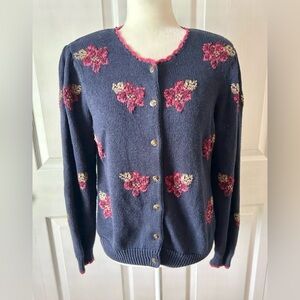 Sweater cardigan Herman Geist woman’s size small hand embroidered